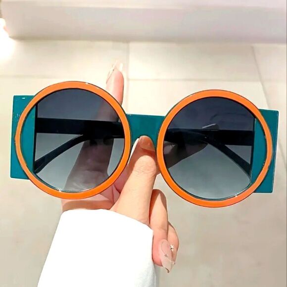 Retro Oversized Unisex Anti-reflective Color Block Sunglassess